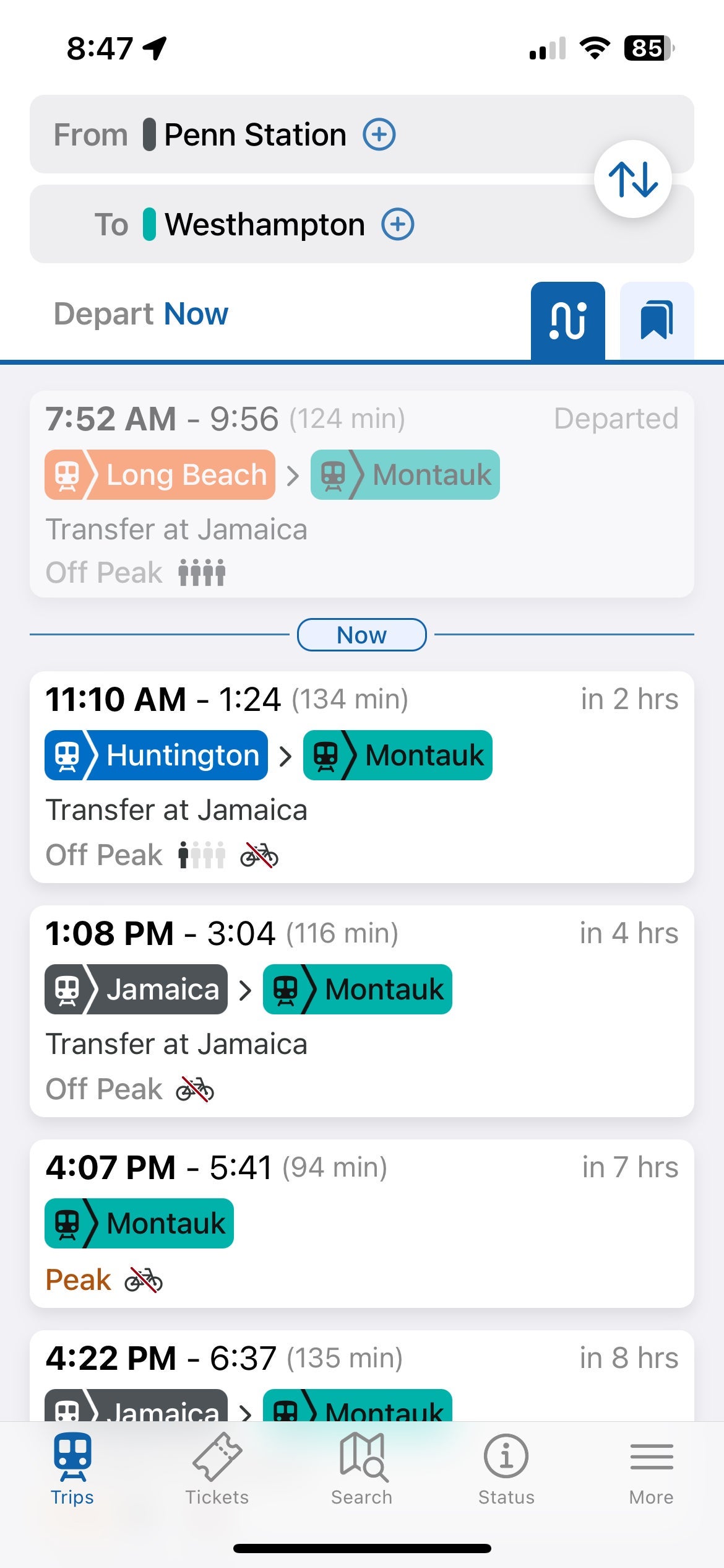 MTA TrainTime app. MTA