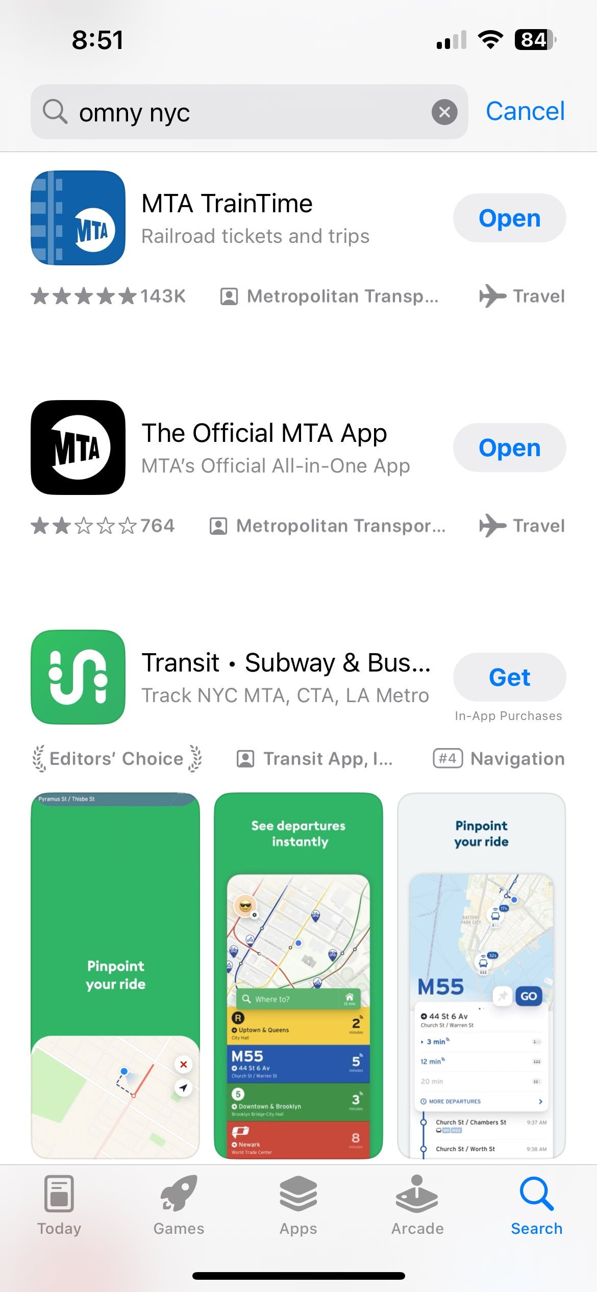 MTA apps in the Apple app store. APPLE
