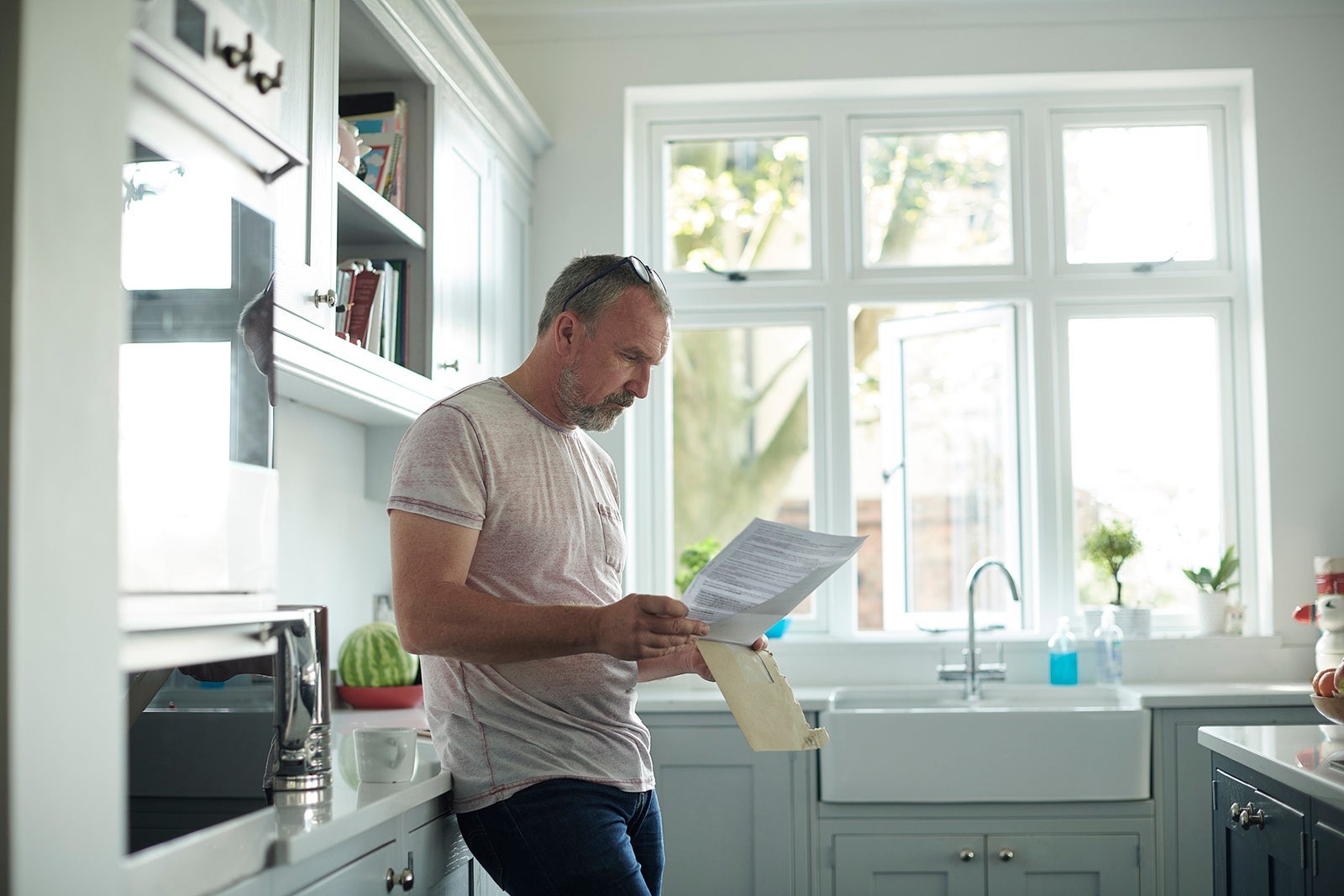 man checking mail