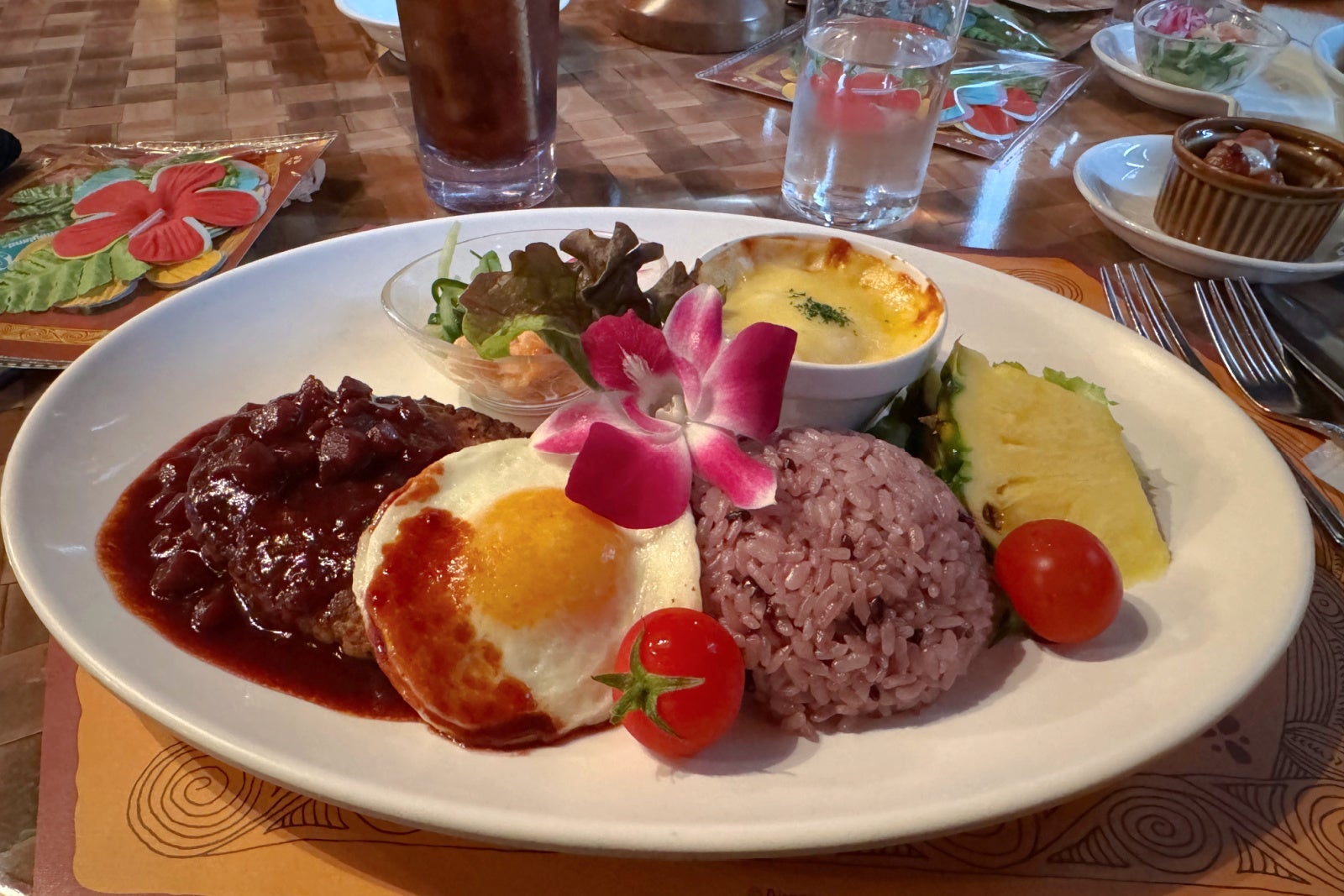 Mickeys Rainbow Luau Loco Moco Meal