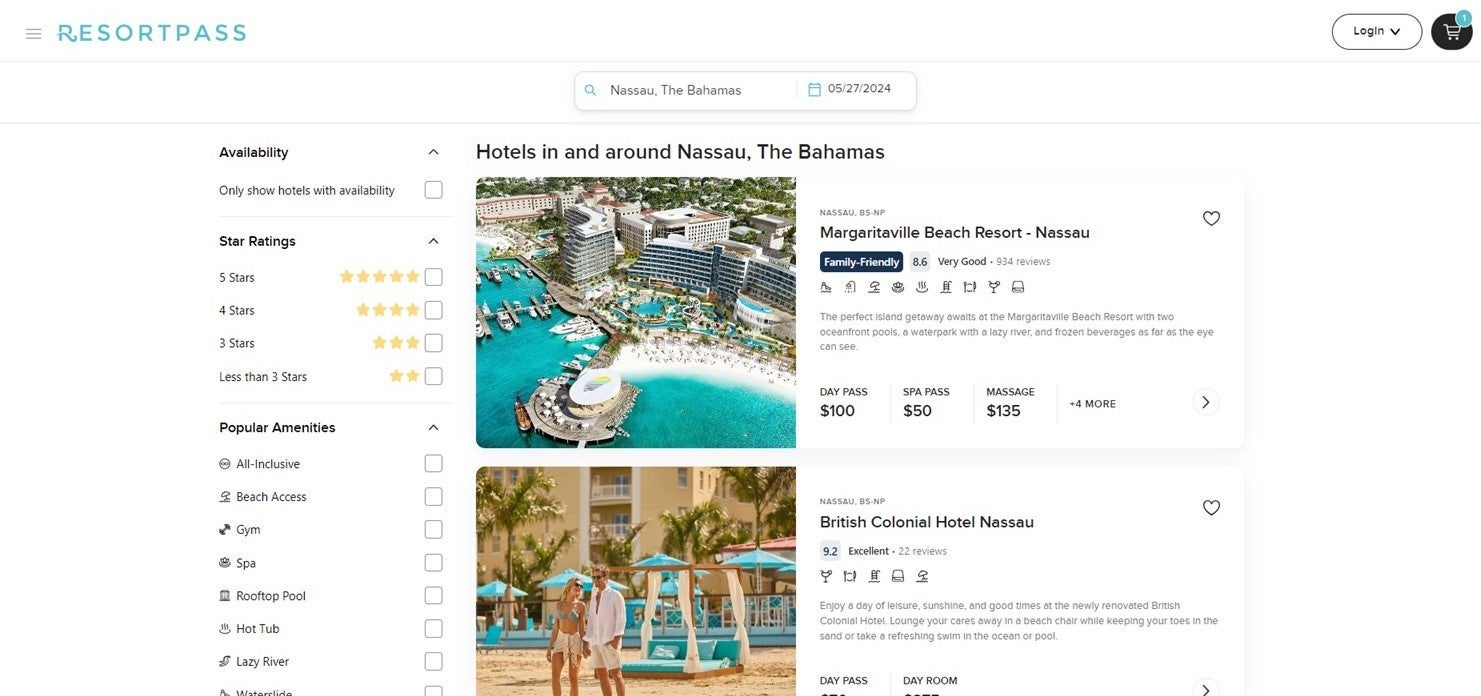ResortPass Nassau options
