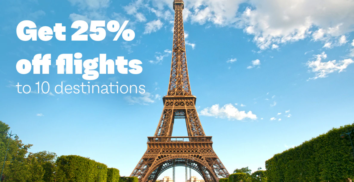 Screenshot of the advertisement for Play Airlines' 25% off sale