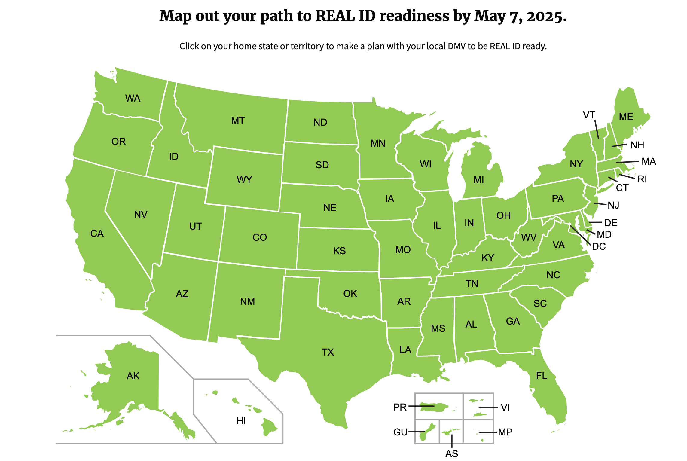 screenshot of DHS Real ID checker tool