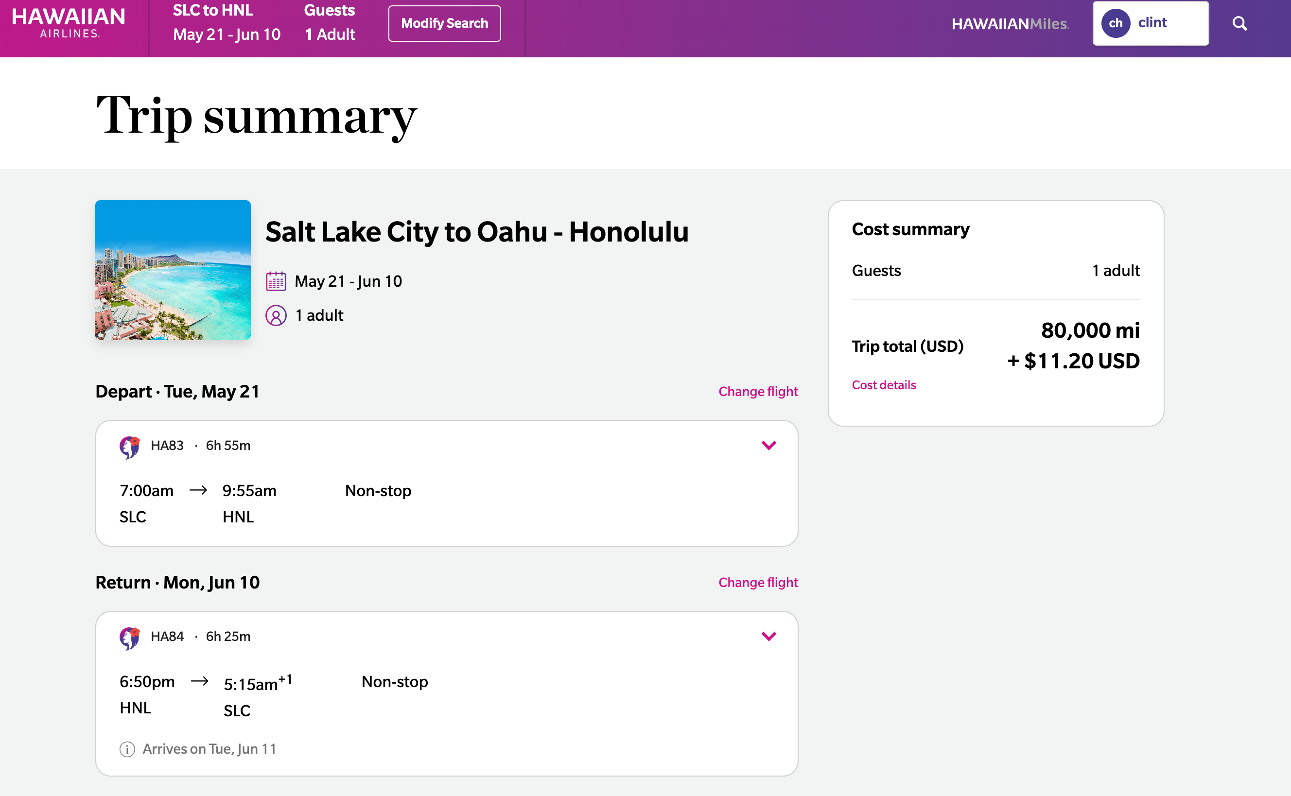 Hawaiian Airlines mileage deal. HAWAIIAN