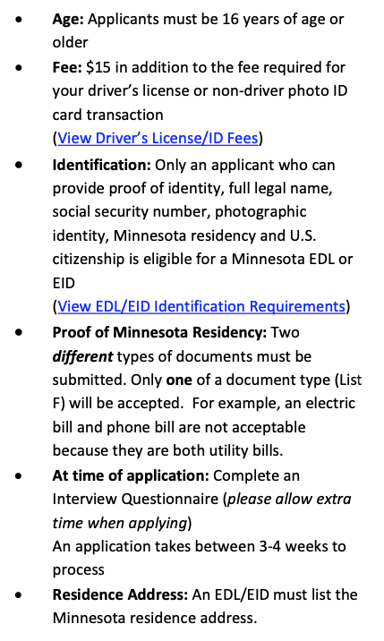 application instructions for edl