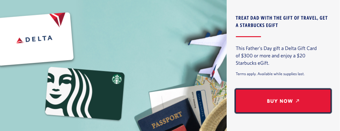 Screenshot of Delta/Starbucks gift card deal