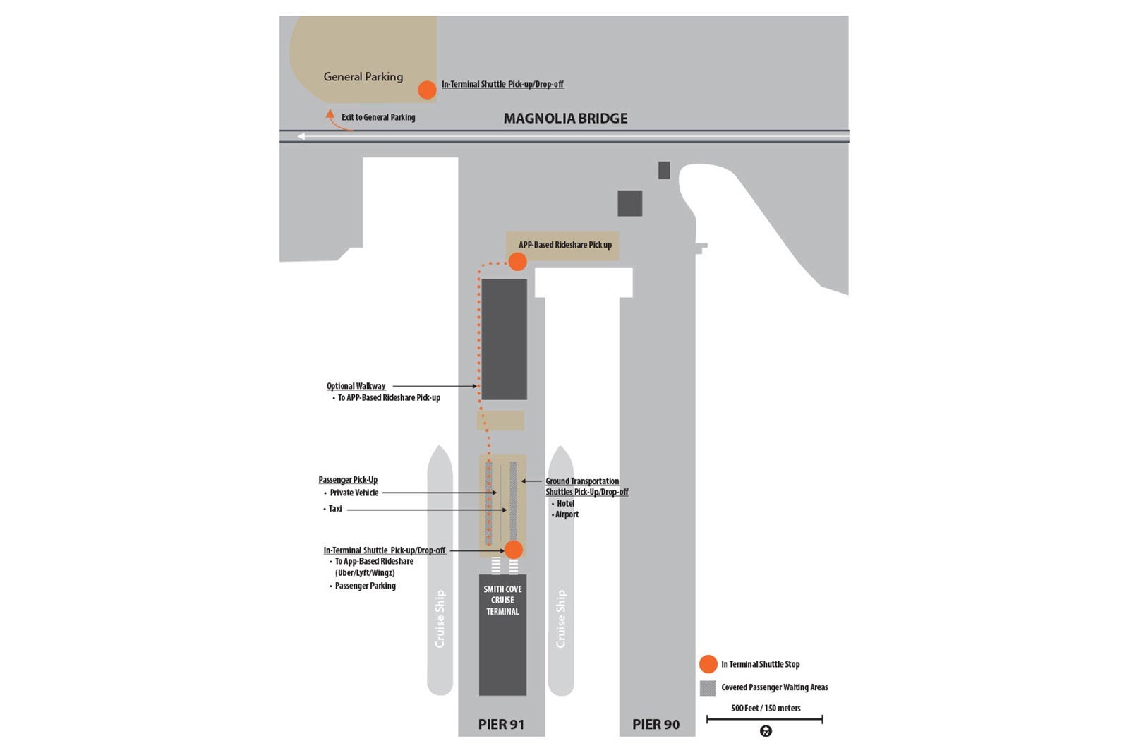 Map of Seattle's Smith Cove cruise terminal