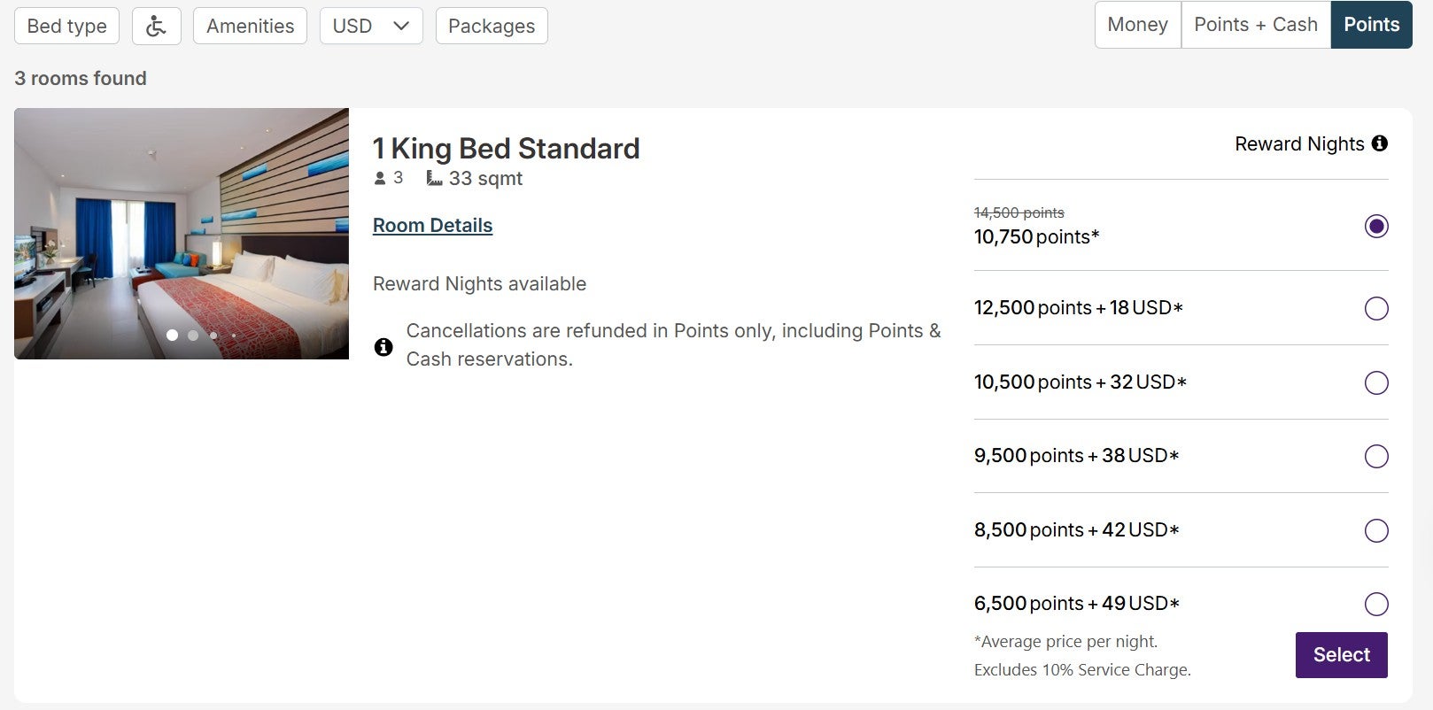 IHG award search with a fourth night reward