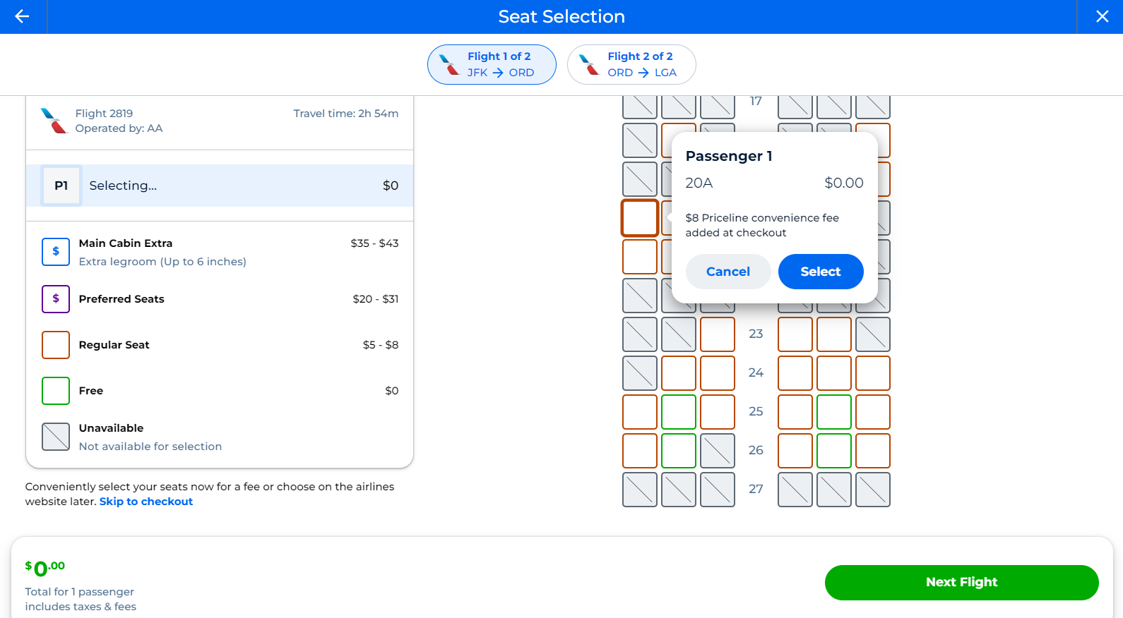 A screenshot from priceline.com