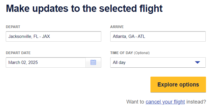 Change Southwest flight