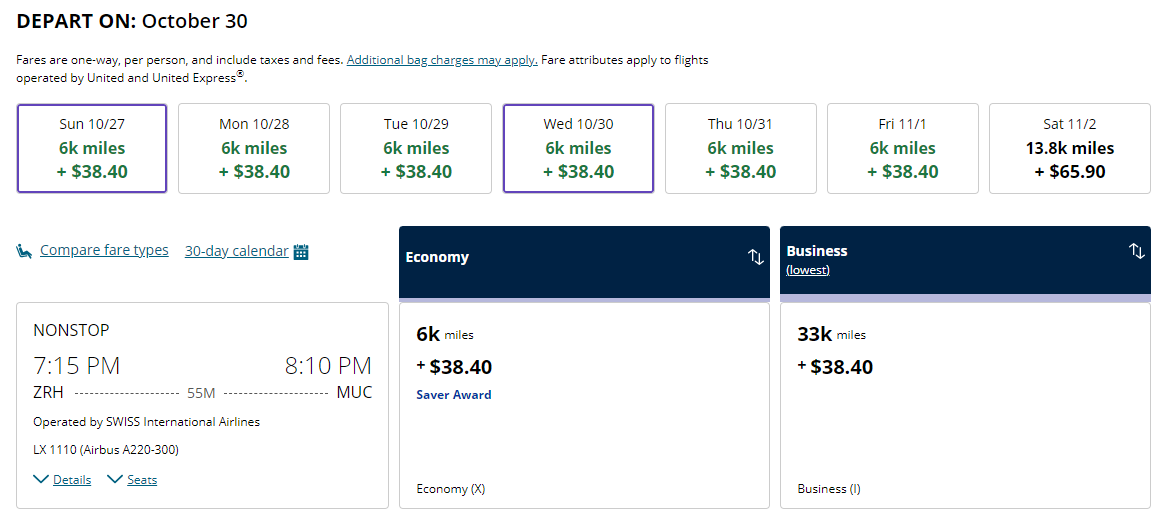 United award pricing