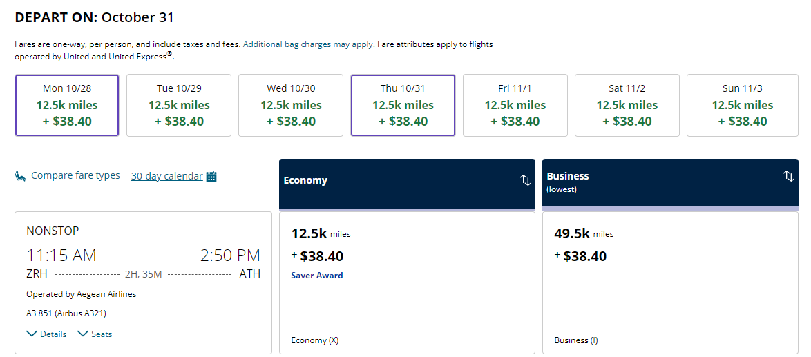 United award pricing