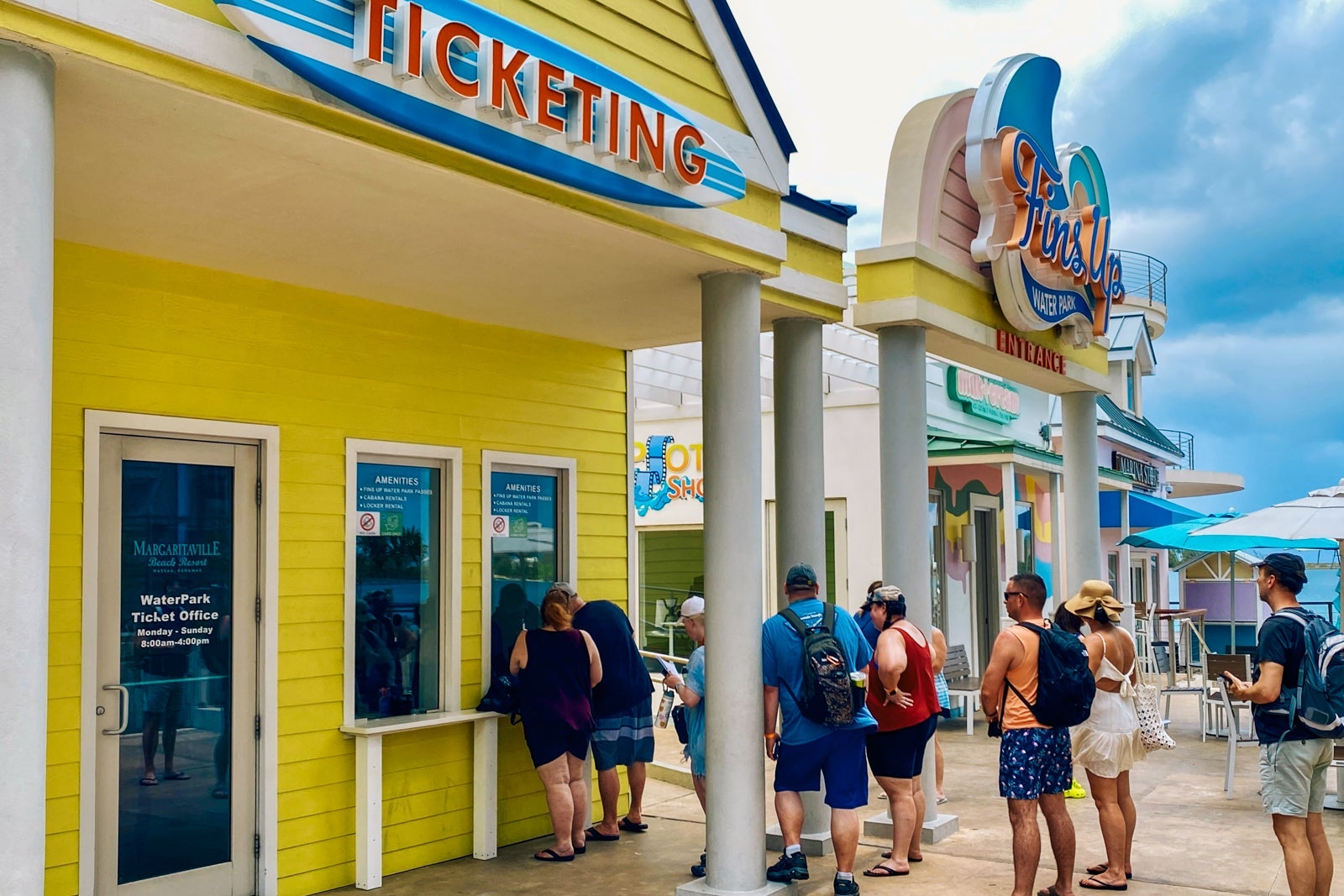 Checking in for a day pass at Margaritaville Beach Resort Nassau