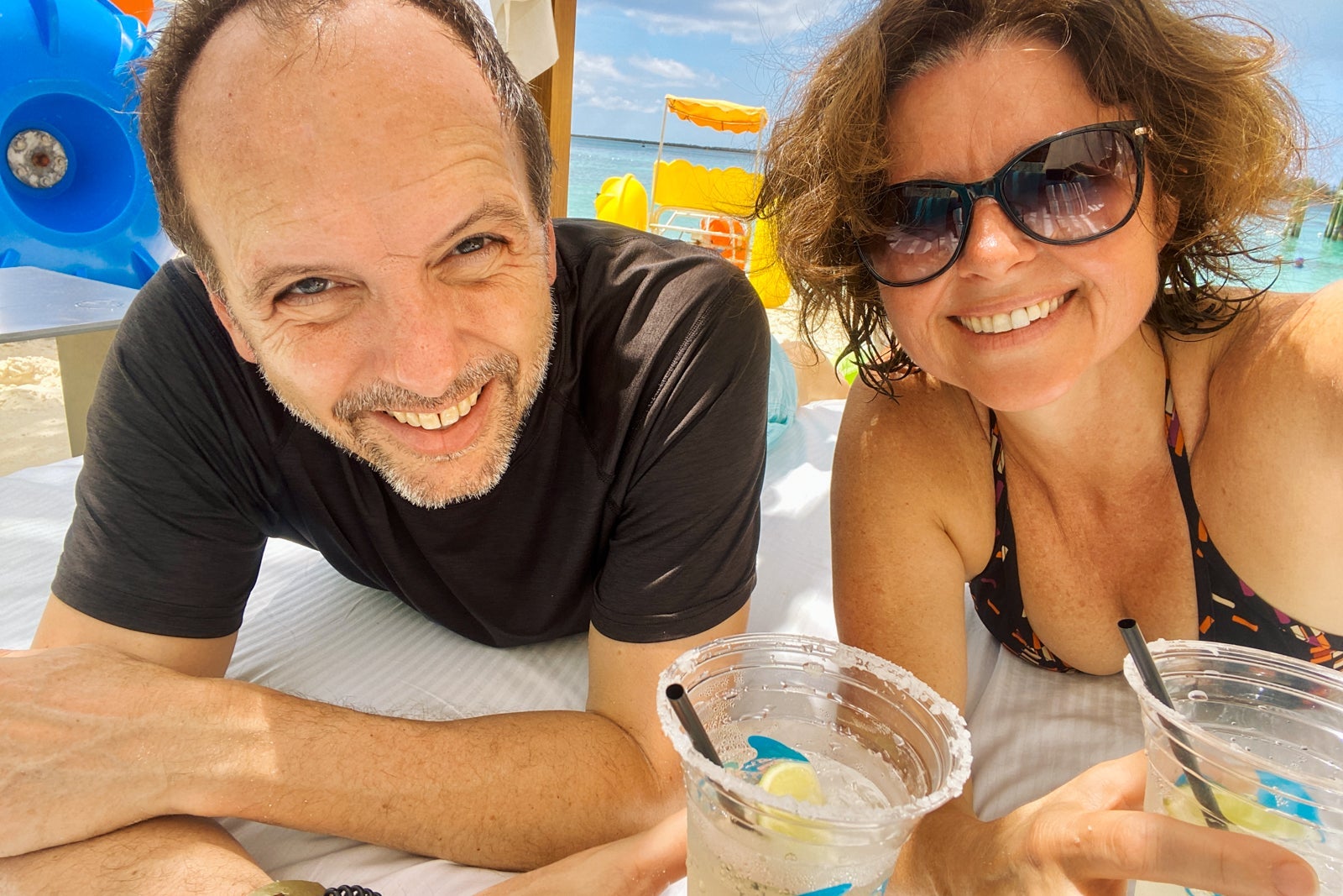 TPG's Gene Sloan and a friend in their cabana, before the storm arrived