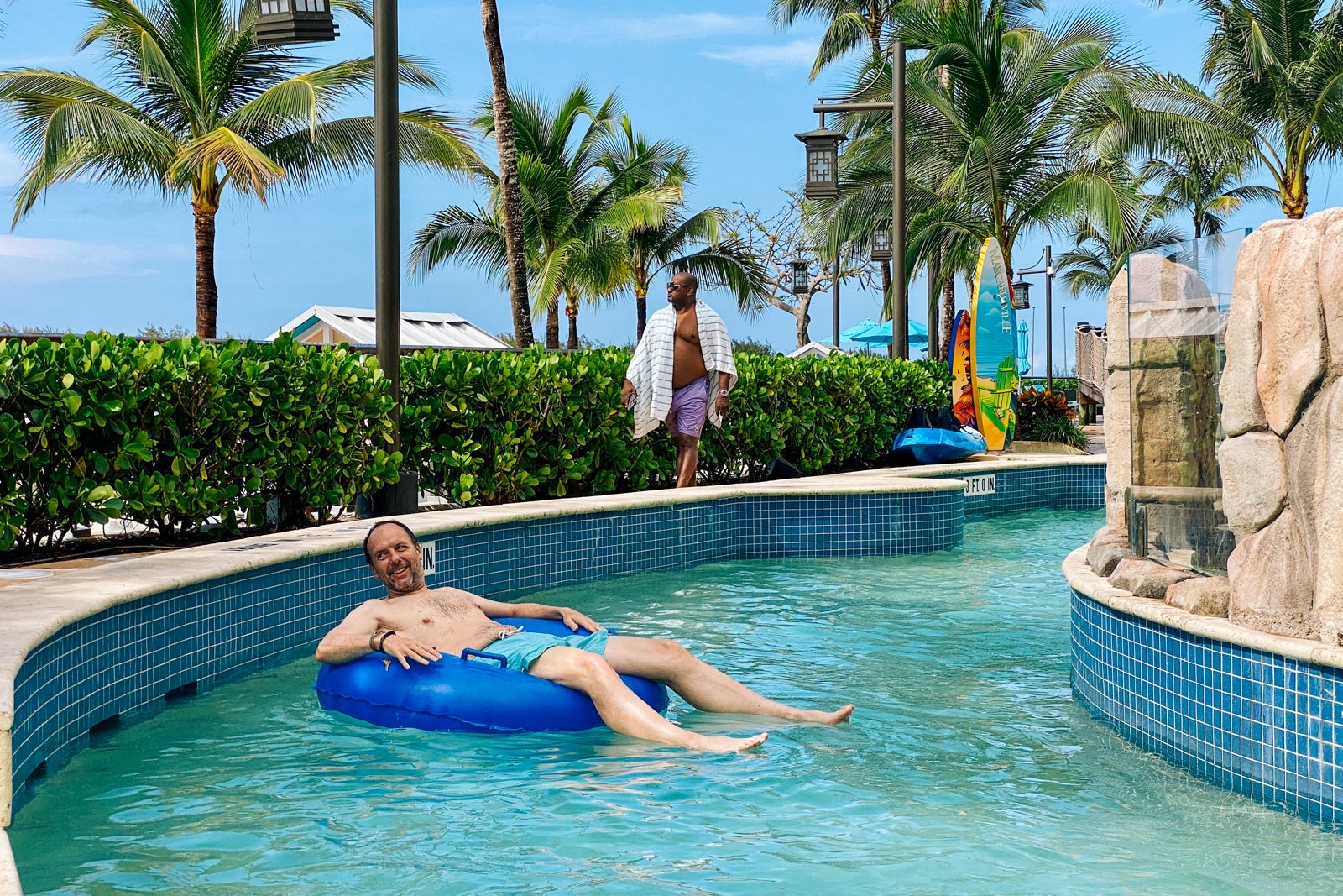 TPG's Gene Sloan salvages the day with a innertube ride around the Margaritaville resort's lazy river.
