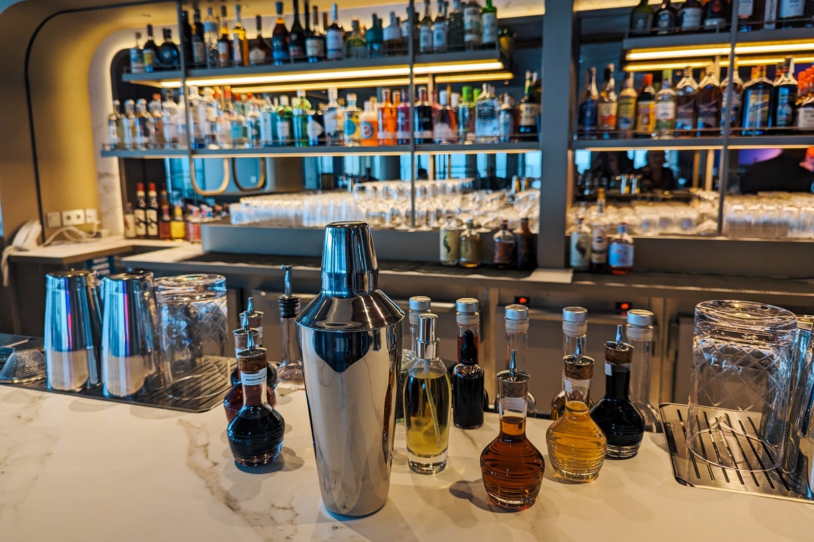 Bar with display of bottles