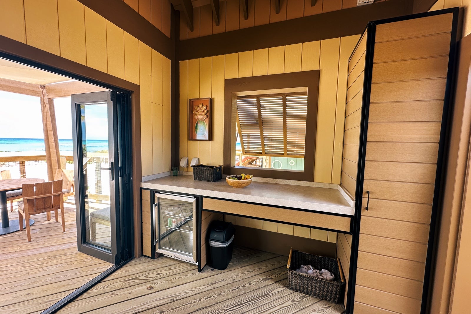 Part of a private open-air beach cabana