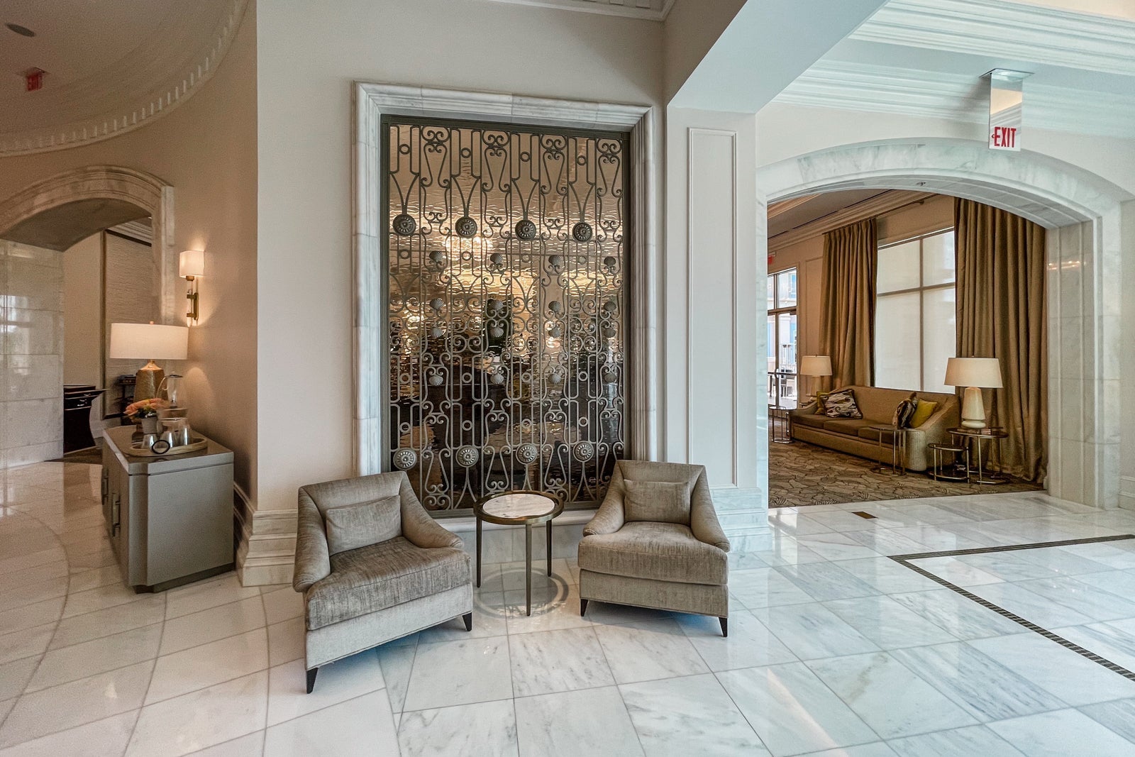 Seating nooks tucked into the Waldorf Astoria Orlando's lobby