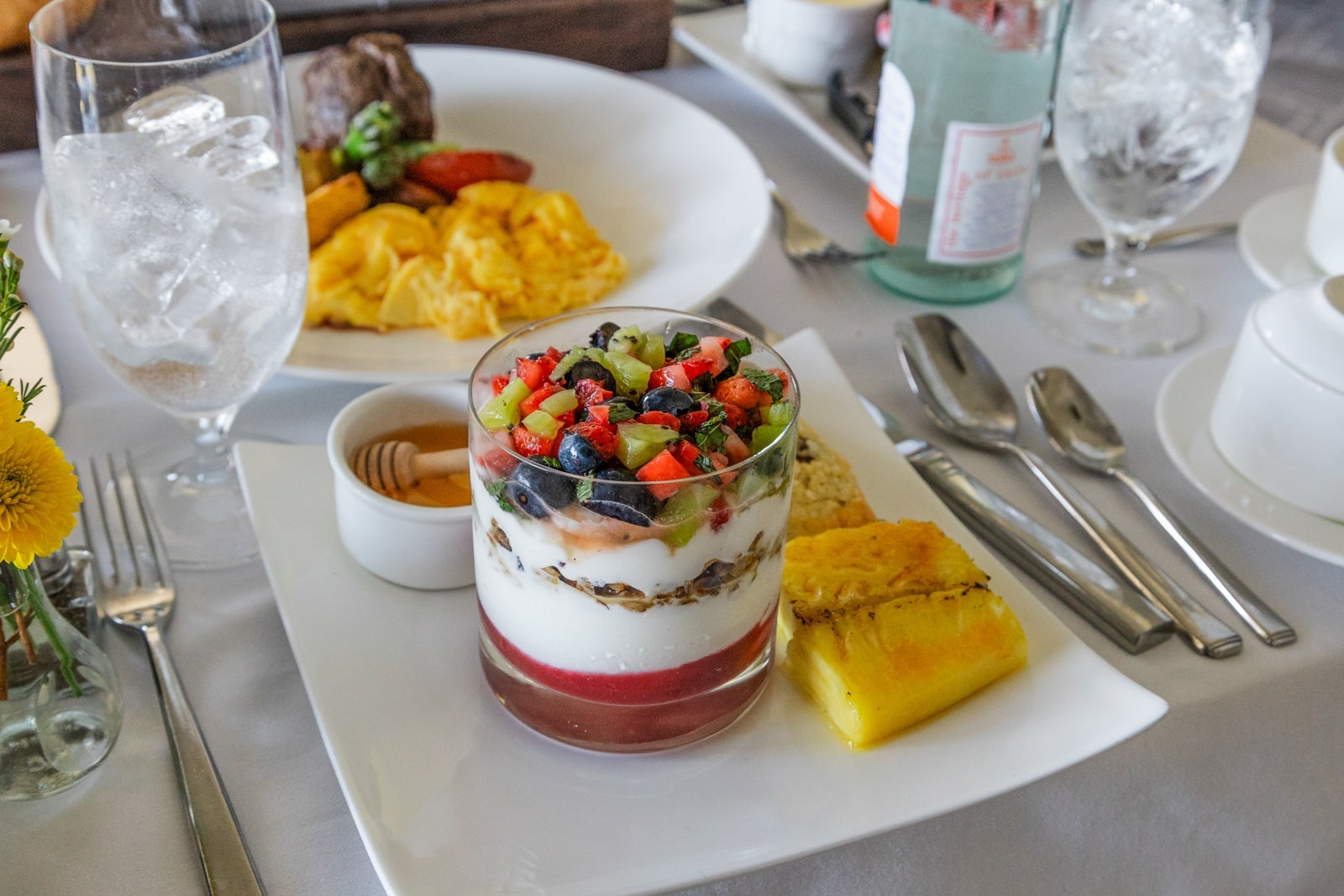 yogurt-granola parfait via in-room dining Waldorf Astoria Orlando