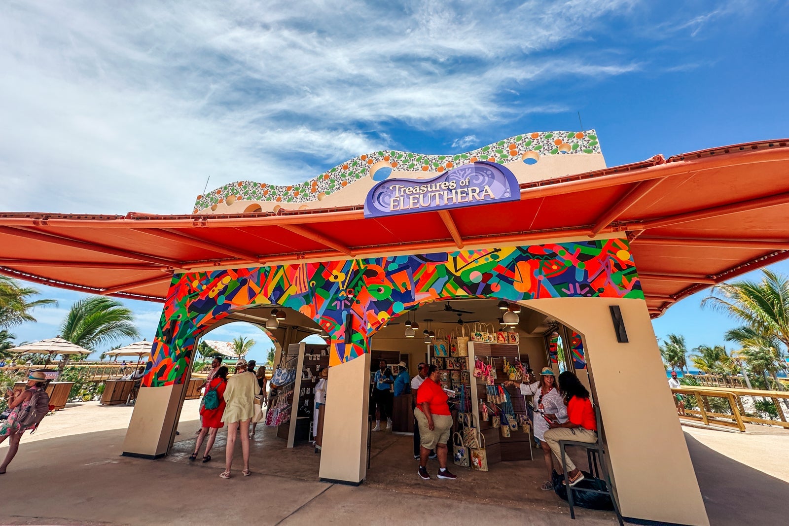 A colorful, open-air storefront
