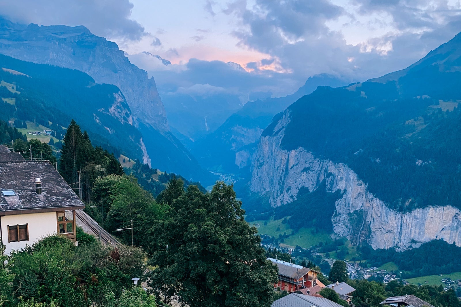 Overlooking lauterbrunnen valley in Switzerland