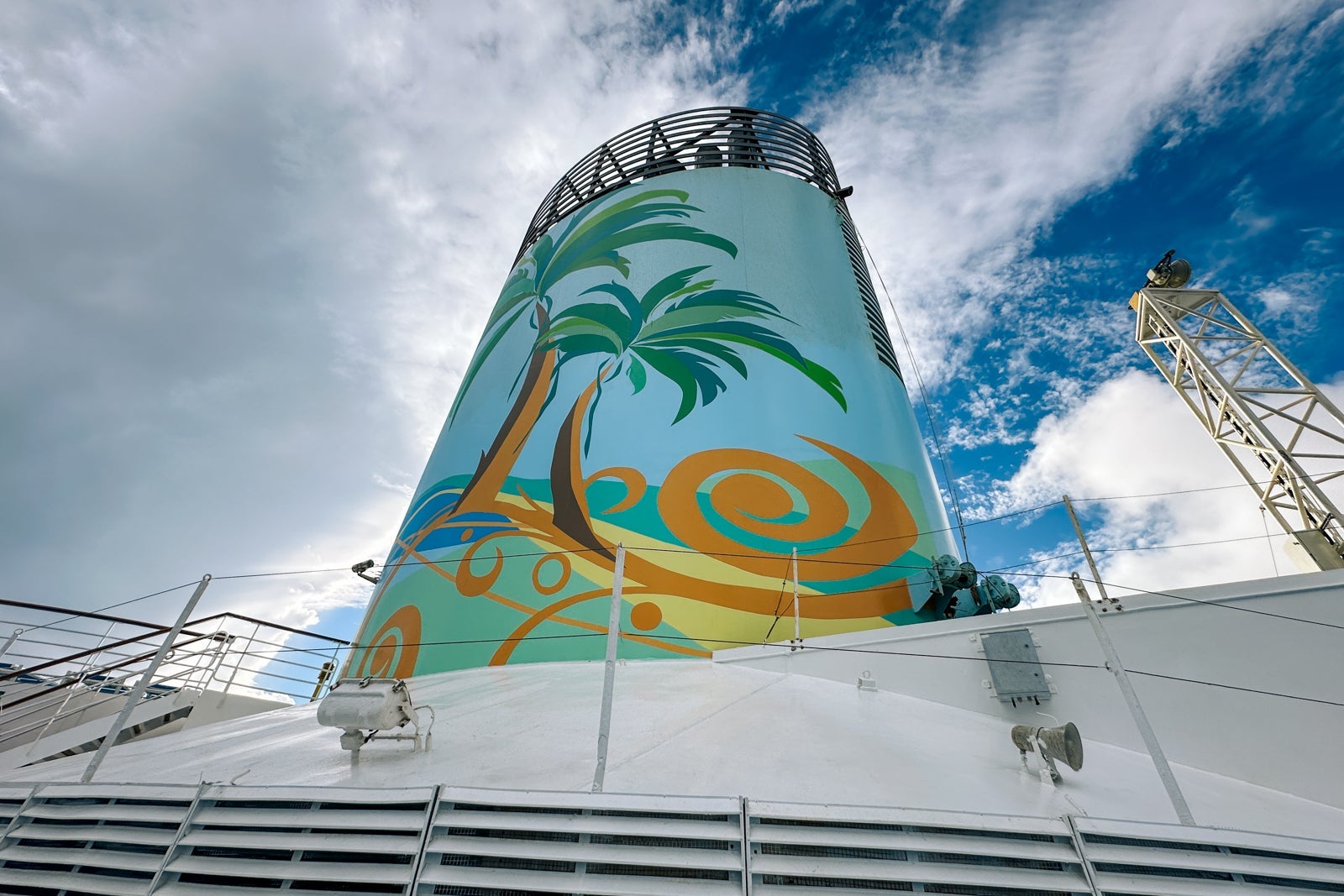 One of the funnels on Margaritaville at Sea's Islander cruise ship