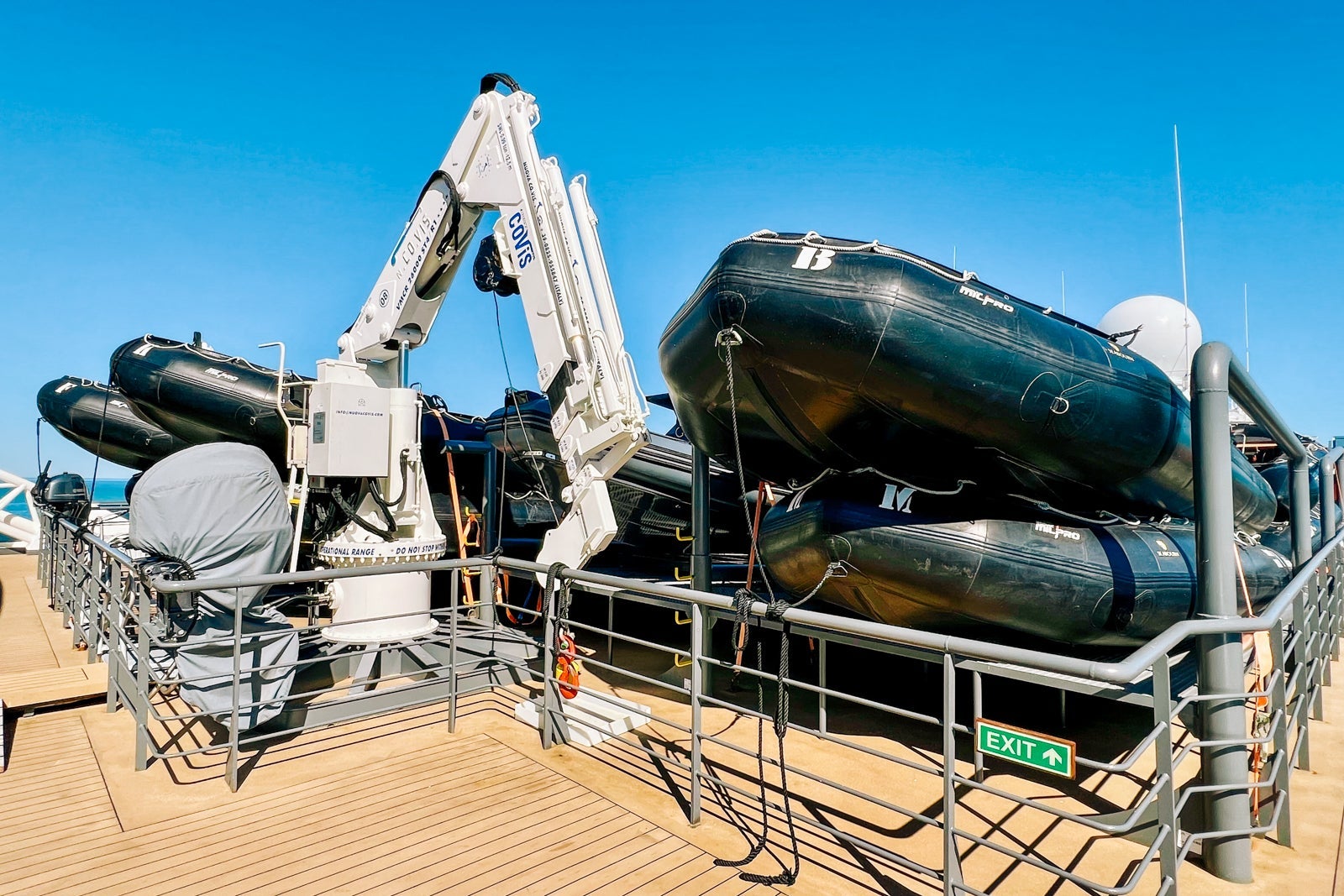 Zodiac boats atop Seabourn Pursuit