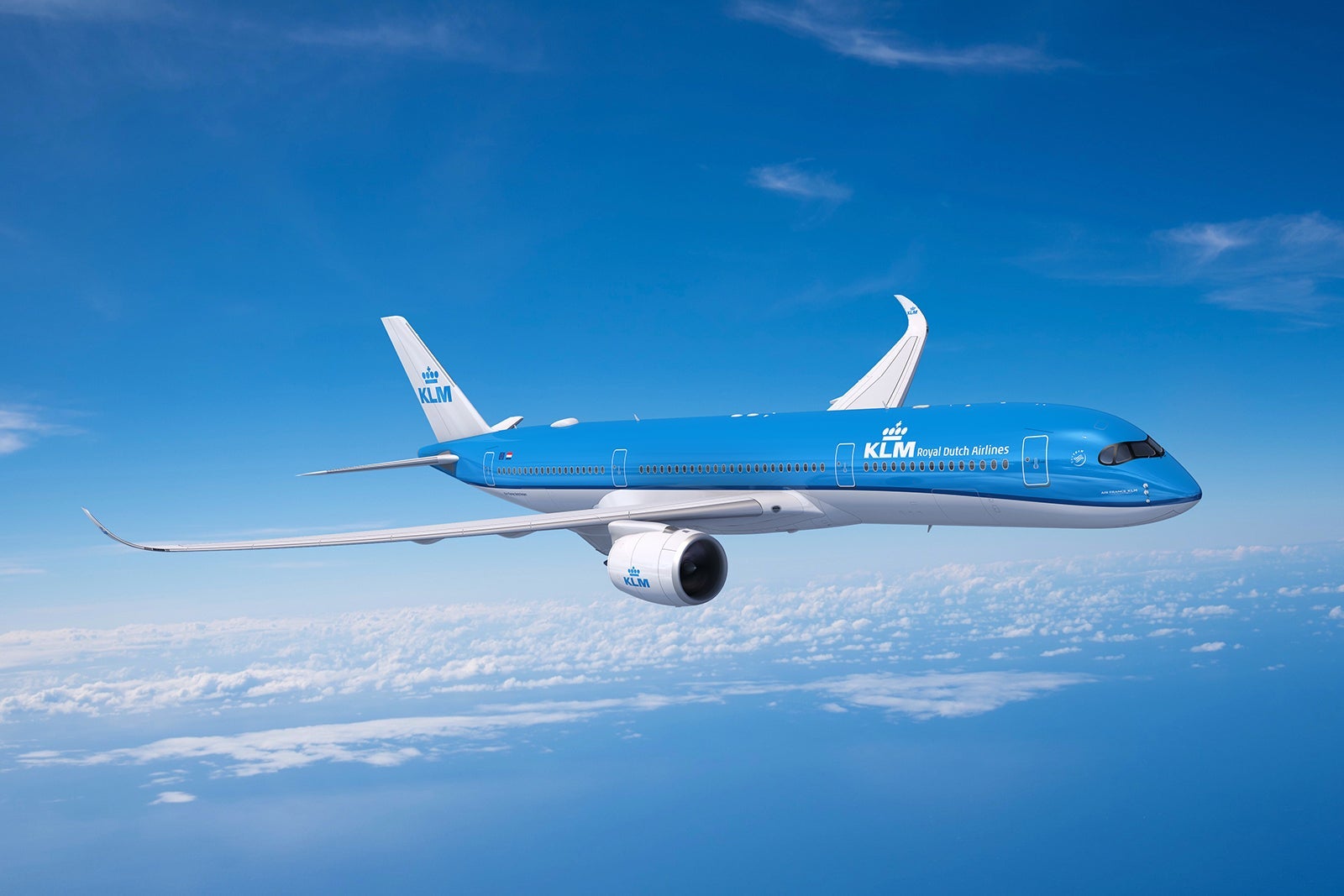 A KLM plane flying in the air