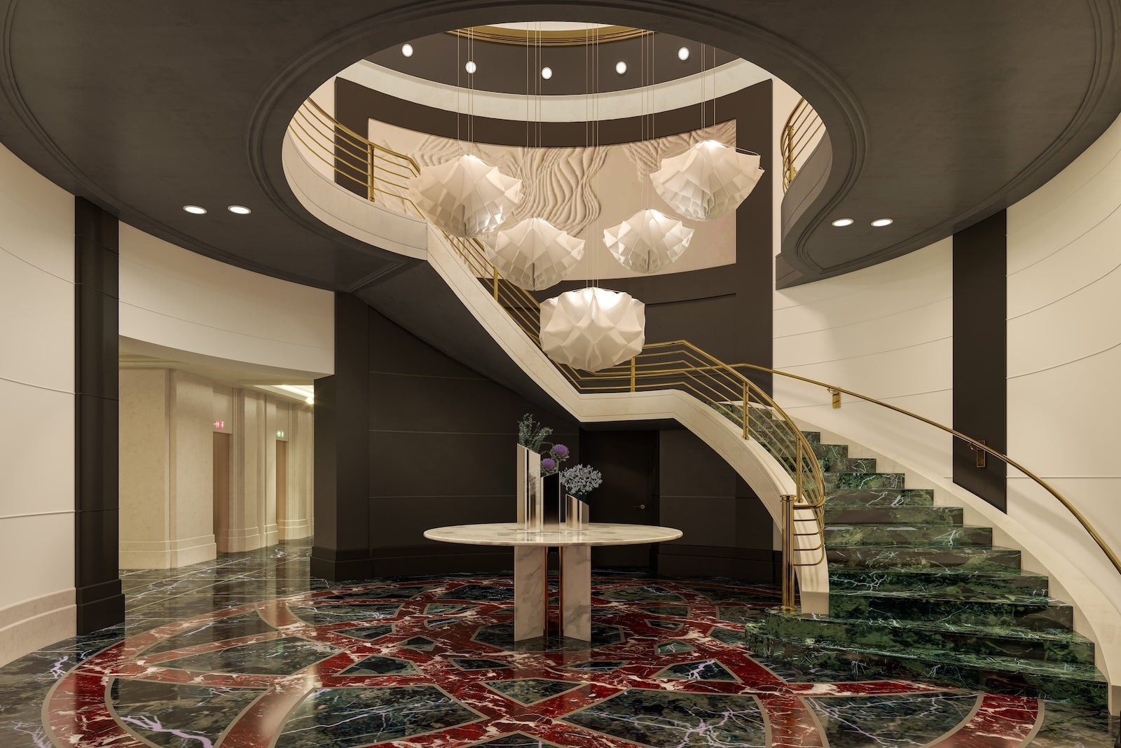 Hotel lobby staircase