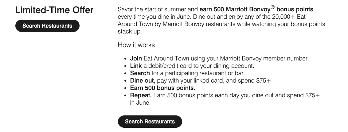 Marriott dining bonus in June