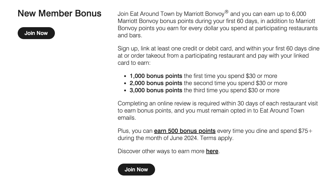 Marriott dining new member bonus