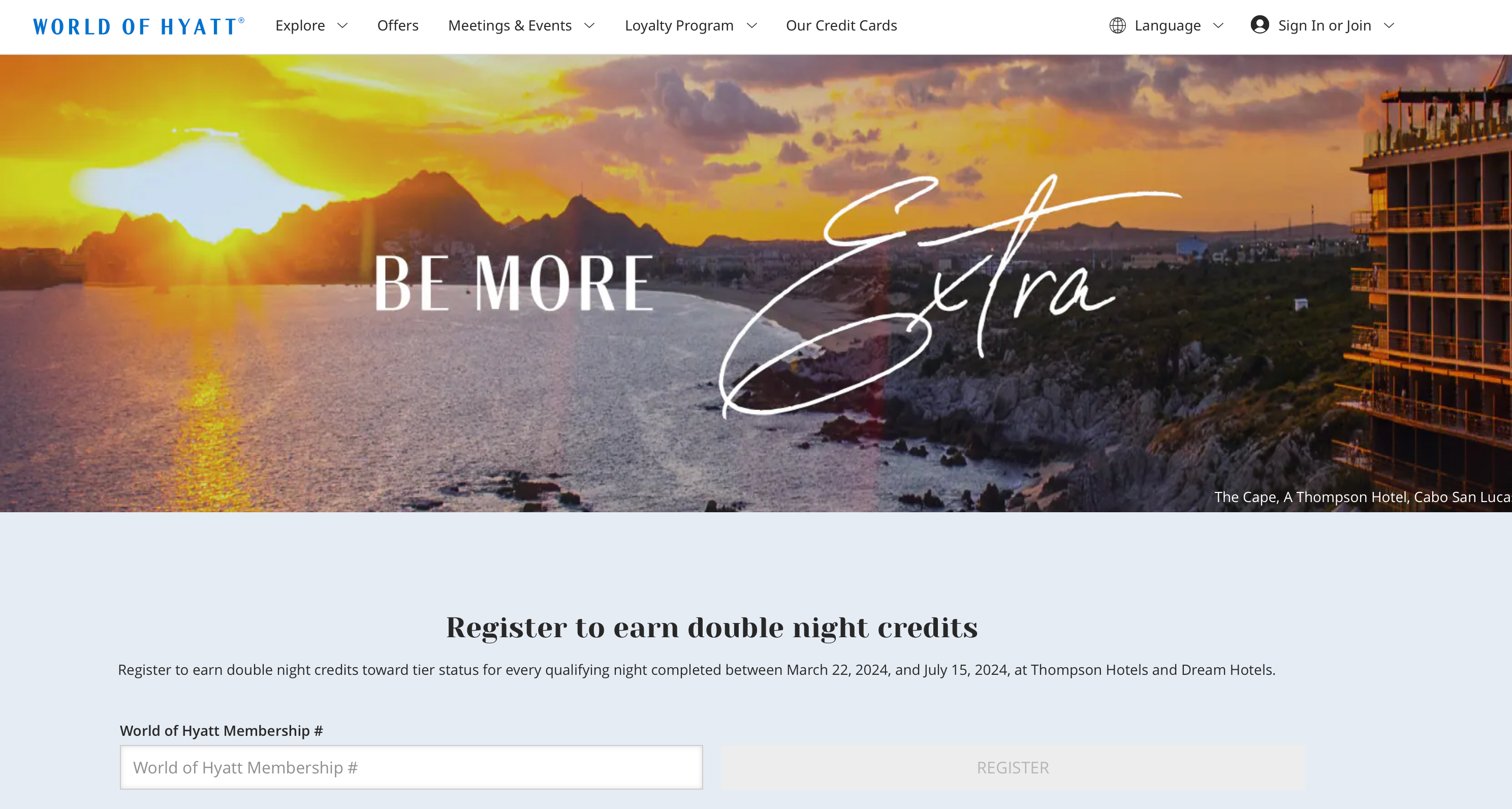 Thompson and Dream World of Hyatt promotion