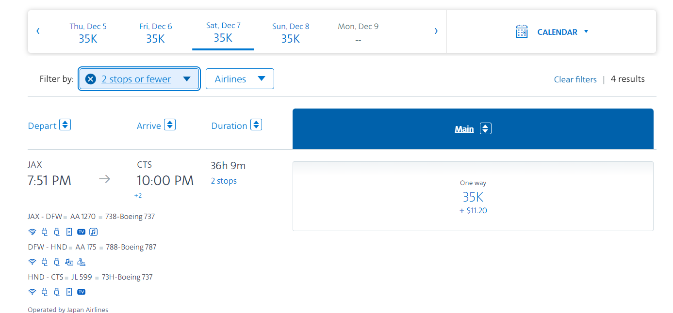 AAdvantage award flight