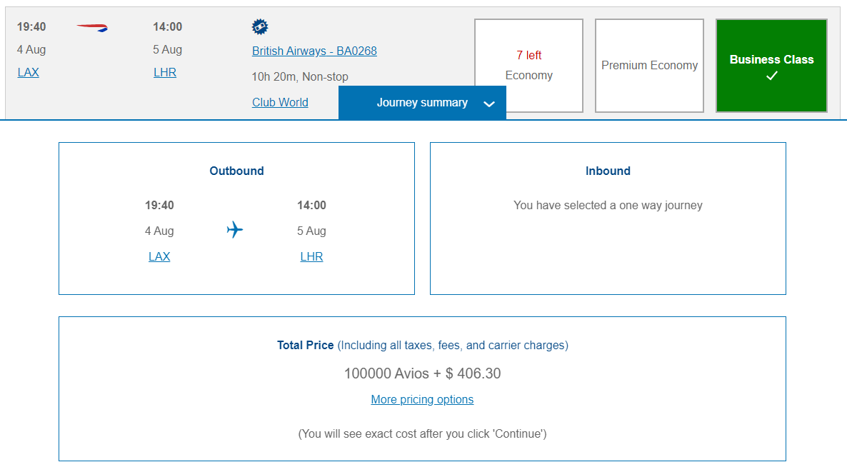 British Airways award