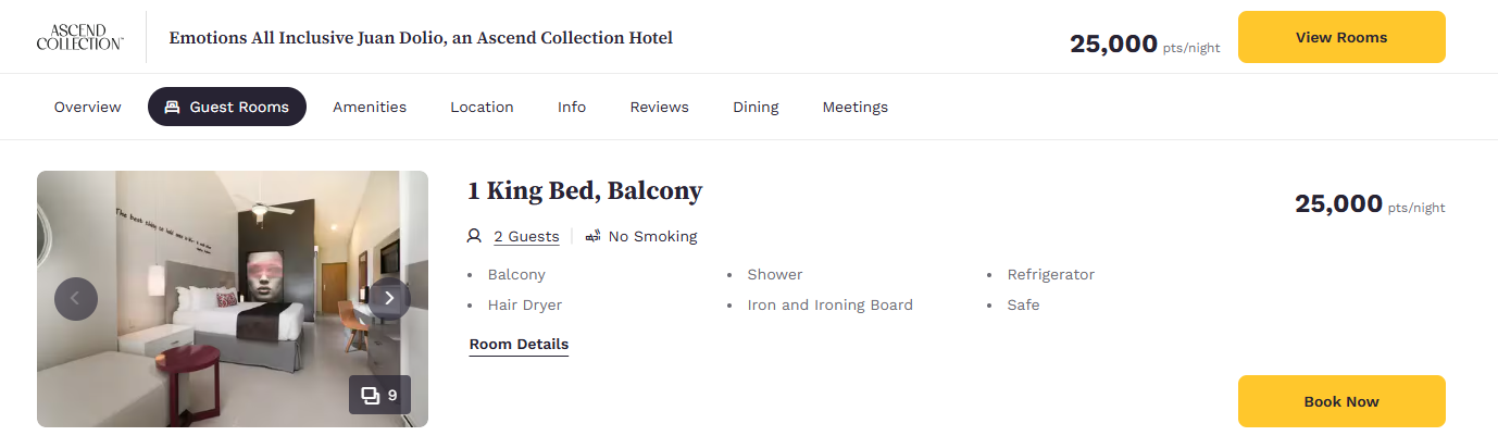 Redeeming Choice points for an all-inclusive resort