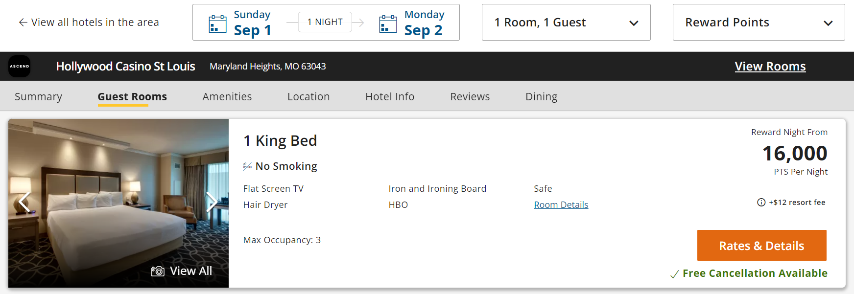 Using Choice points to stay at a casino