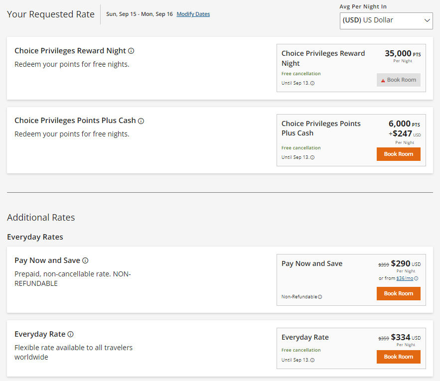 Choice points plus cash