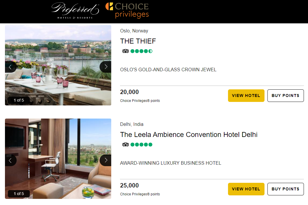 Redeem Choice points at Preferred Hotels