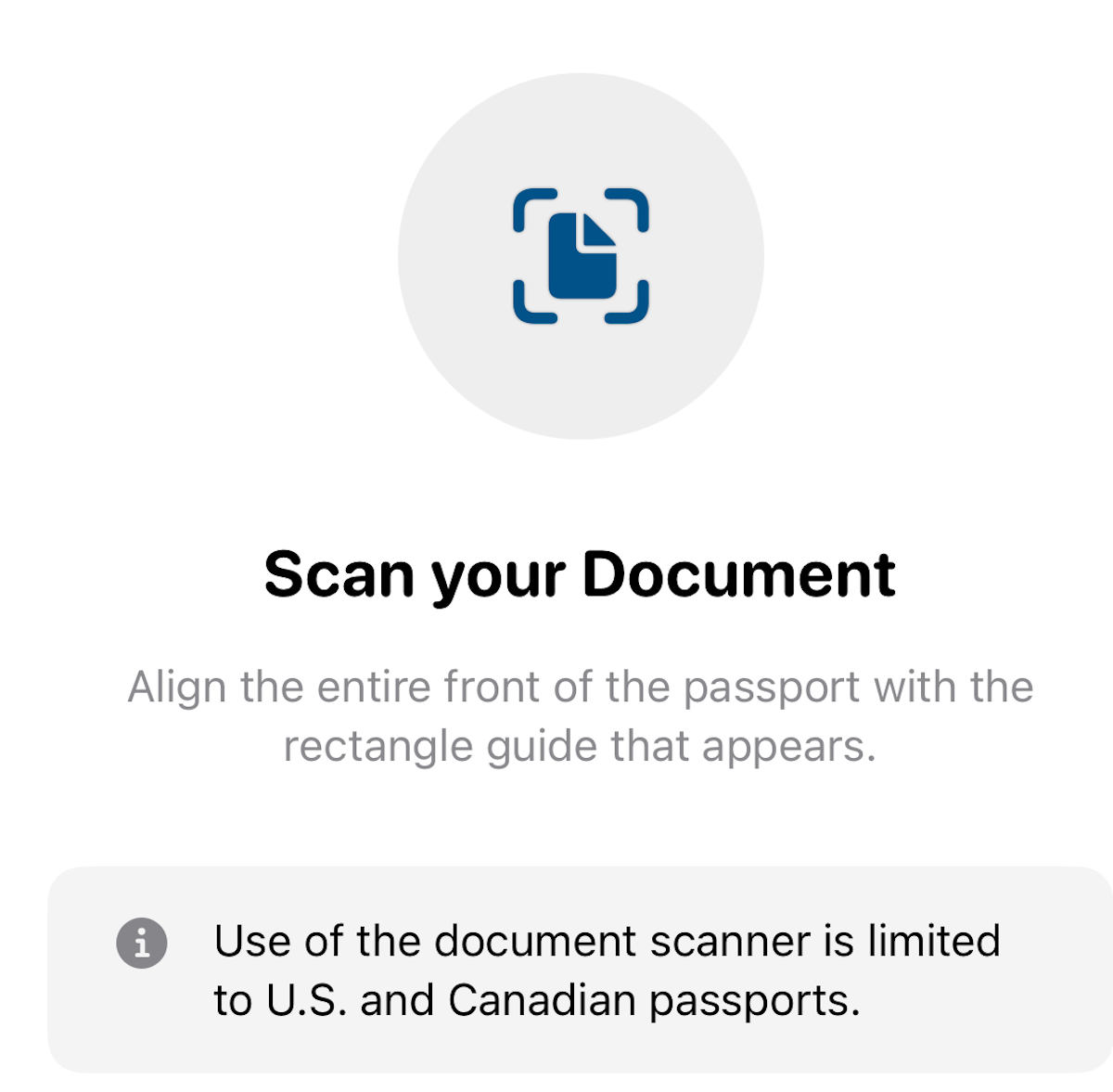 Scan your document CBP mobile passport screenshot