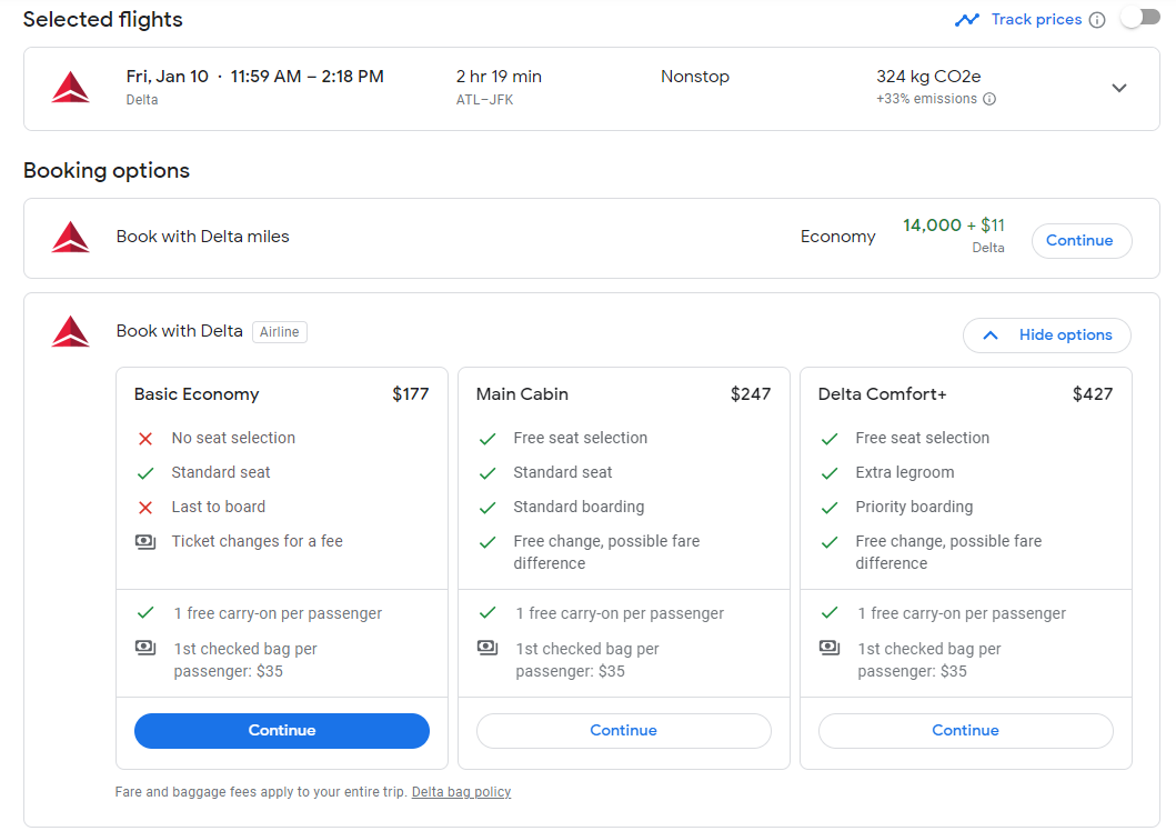 Points Path extension with Google Flights