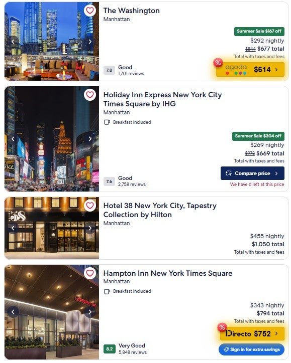 Points Path overlays on Expedia search results