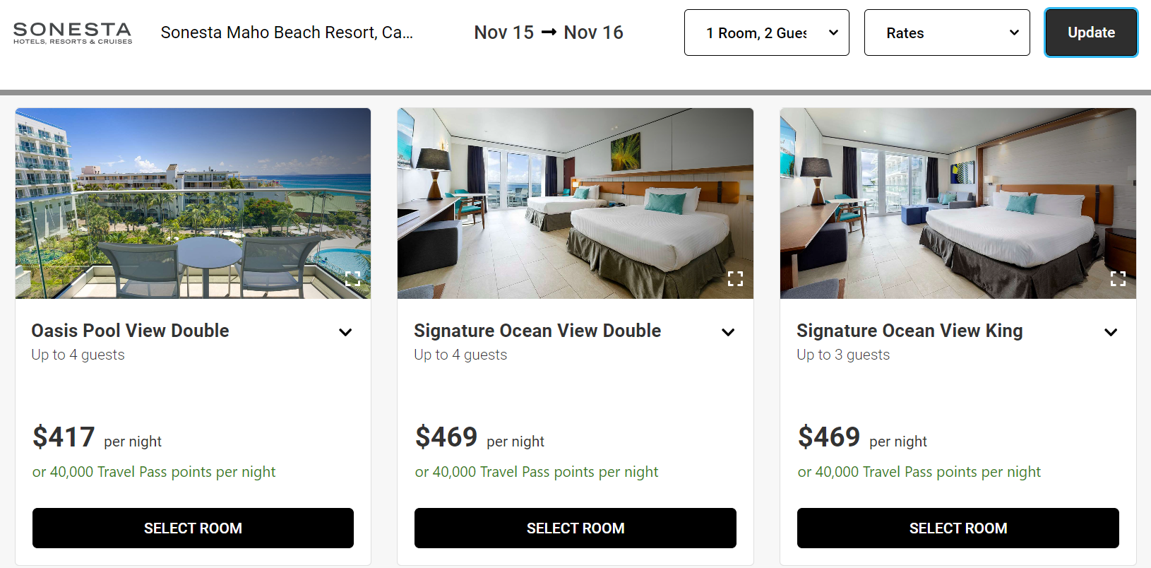 Sonesta Travel Pass award search