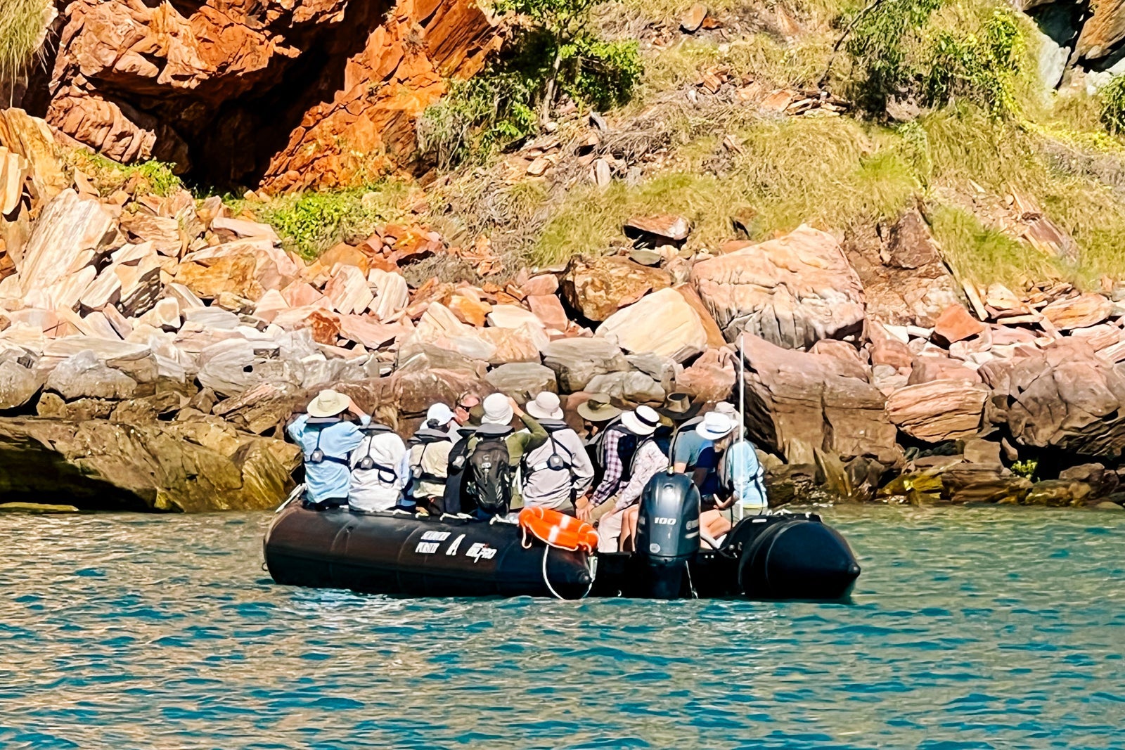 Passengers explore by Zodiac around Hidden Island