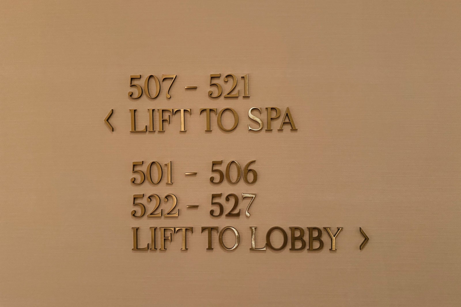 Spa and lobby signage at the Mandarin Oriental Ritz, Madrid