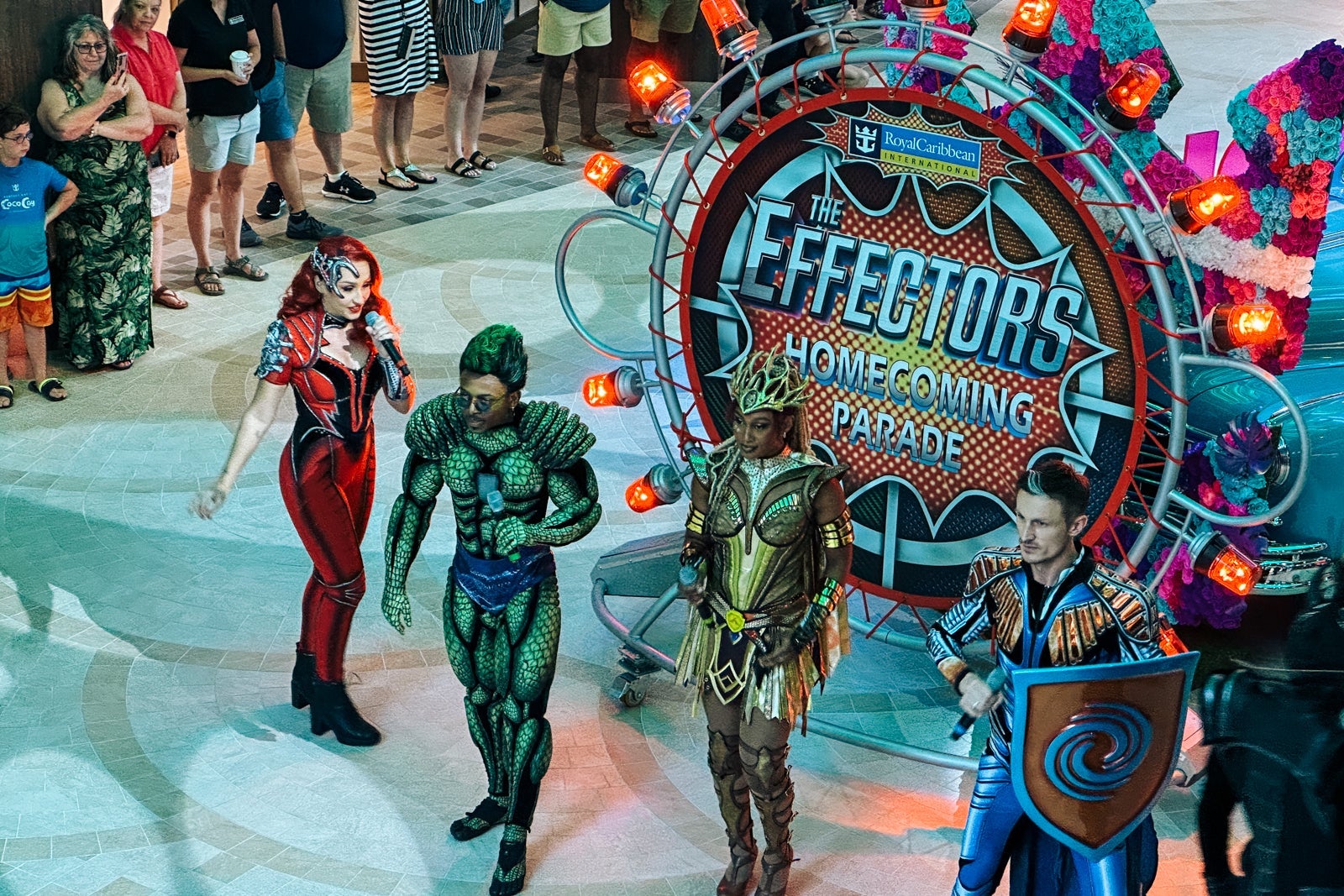 Superhero performers on a cruise ship