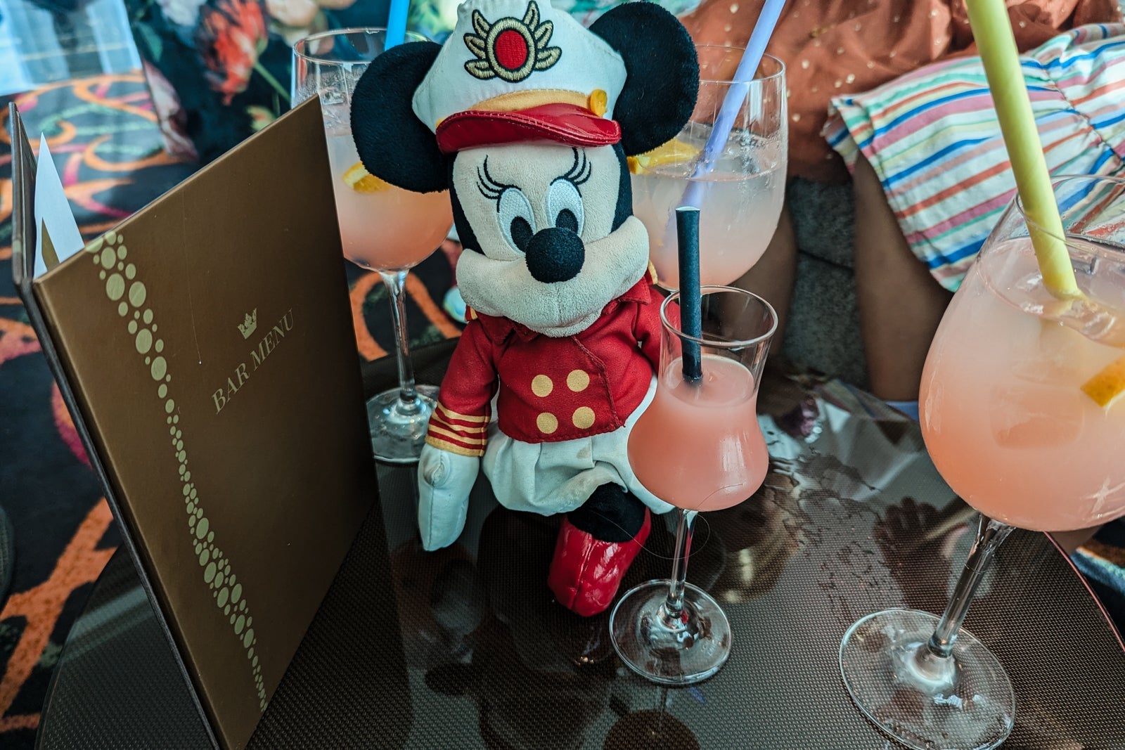 Captain Minnie doll with a mocktail