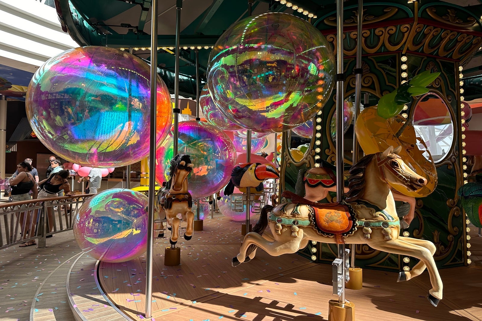 Carousel horses with giant, inflatable bubbles
