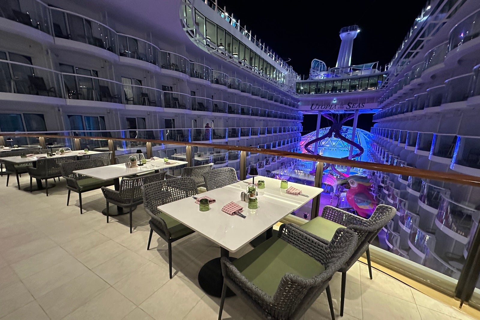 Alfresco tables with a view at a cruise ship restaurant