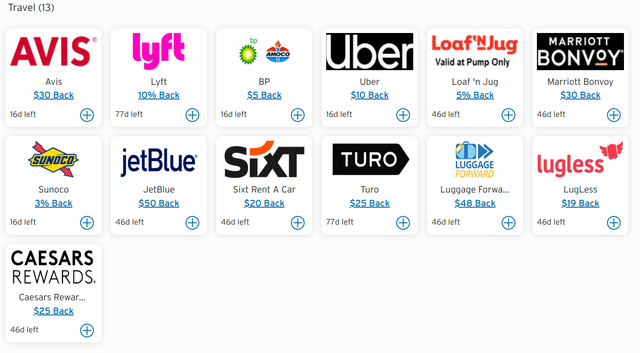 Travel offers on the Citi Strata Premier, including $30 off Marriott or $50 off JetBlue