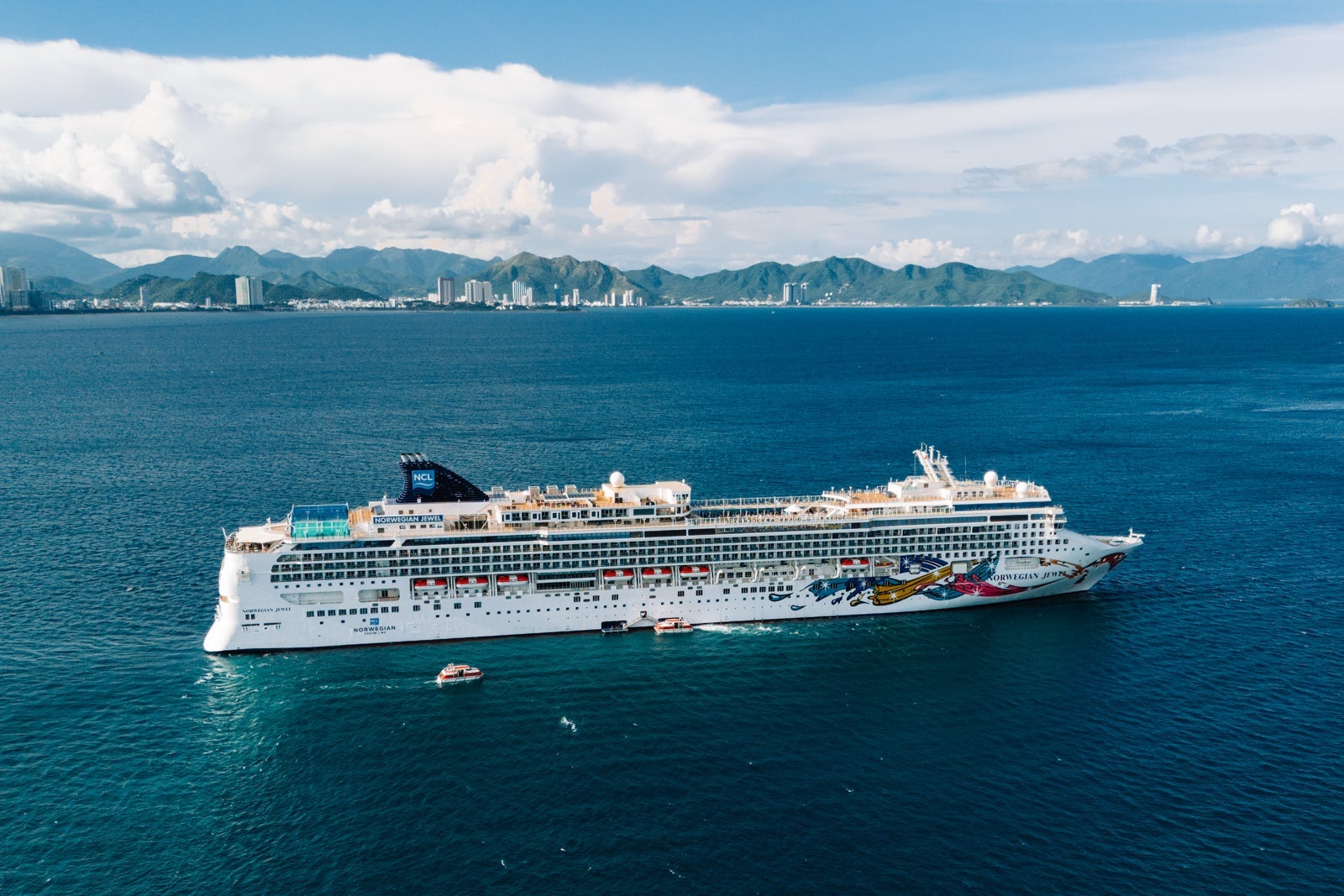 Cruise ship sailing along Vietnamese coast